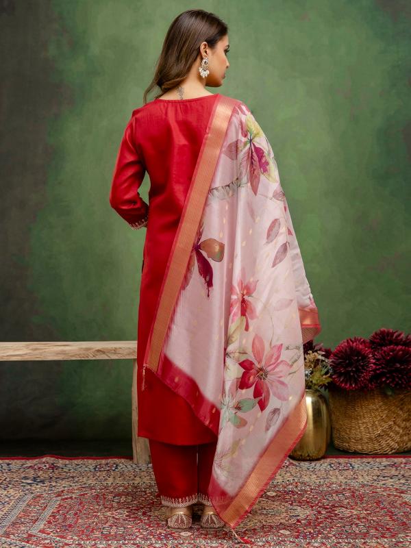 VP 9719 R Women Kurta and Trousers Pant Sets Cotton Blend